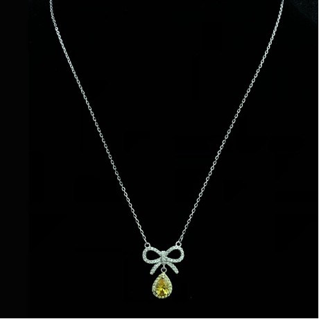 Droplet Bow Pendant Yellow/Pink