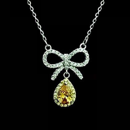 Droplet Bow Pendant Yellow/Pink