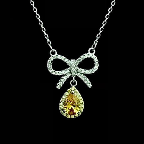 Droplet Bow Pendant Yellow/Pink