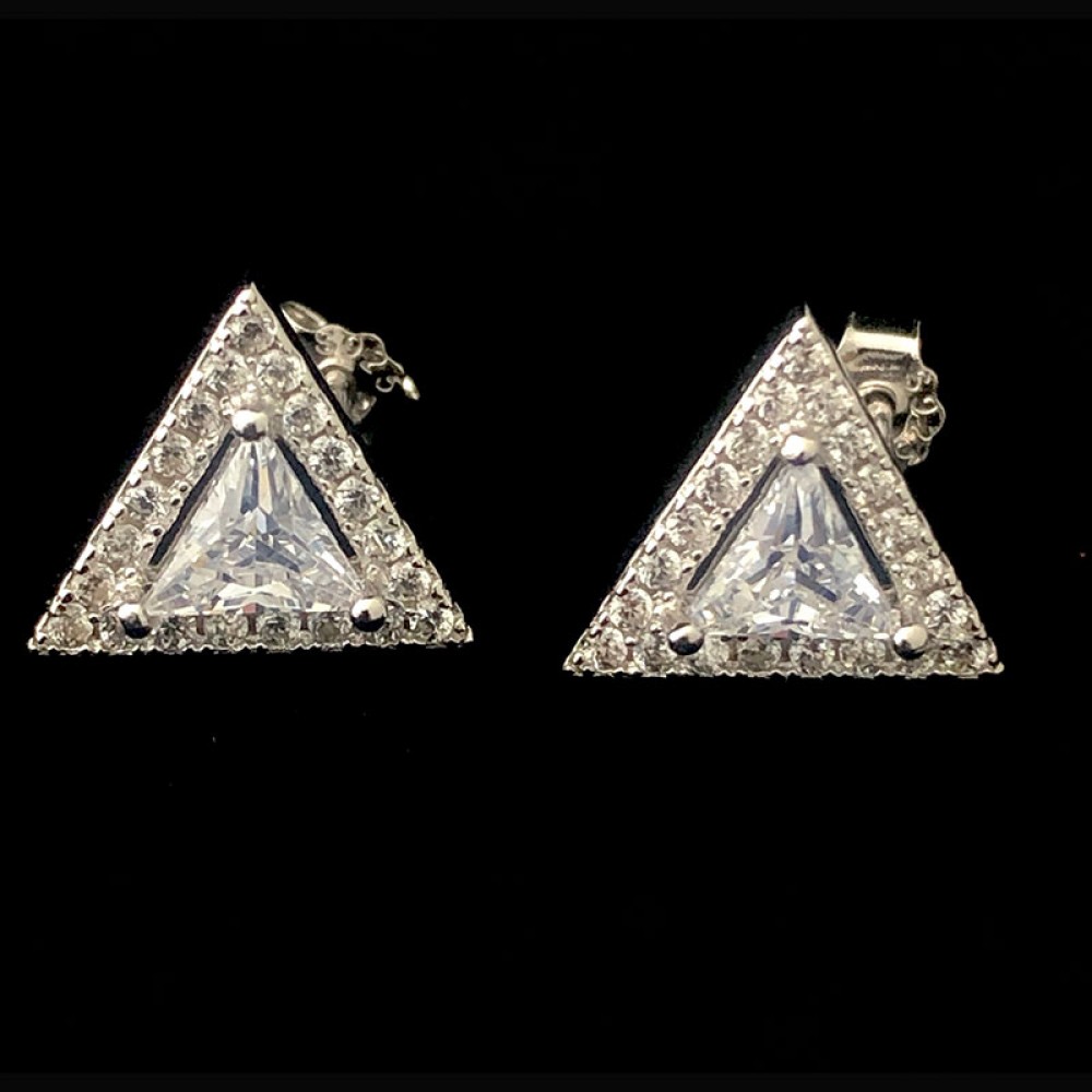 Triangular Solitaire Earrings