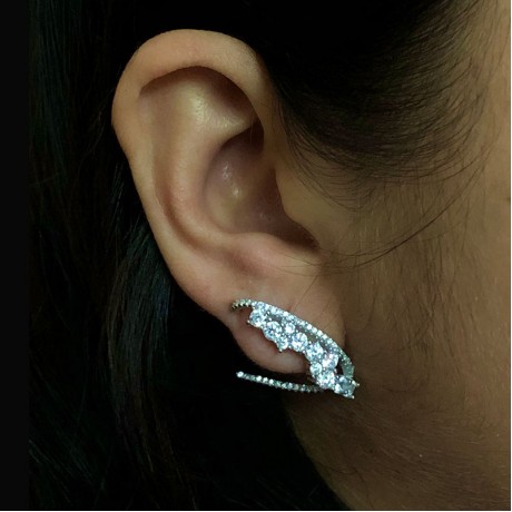 Silver side curve earrings